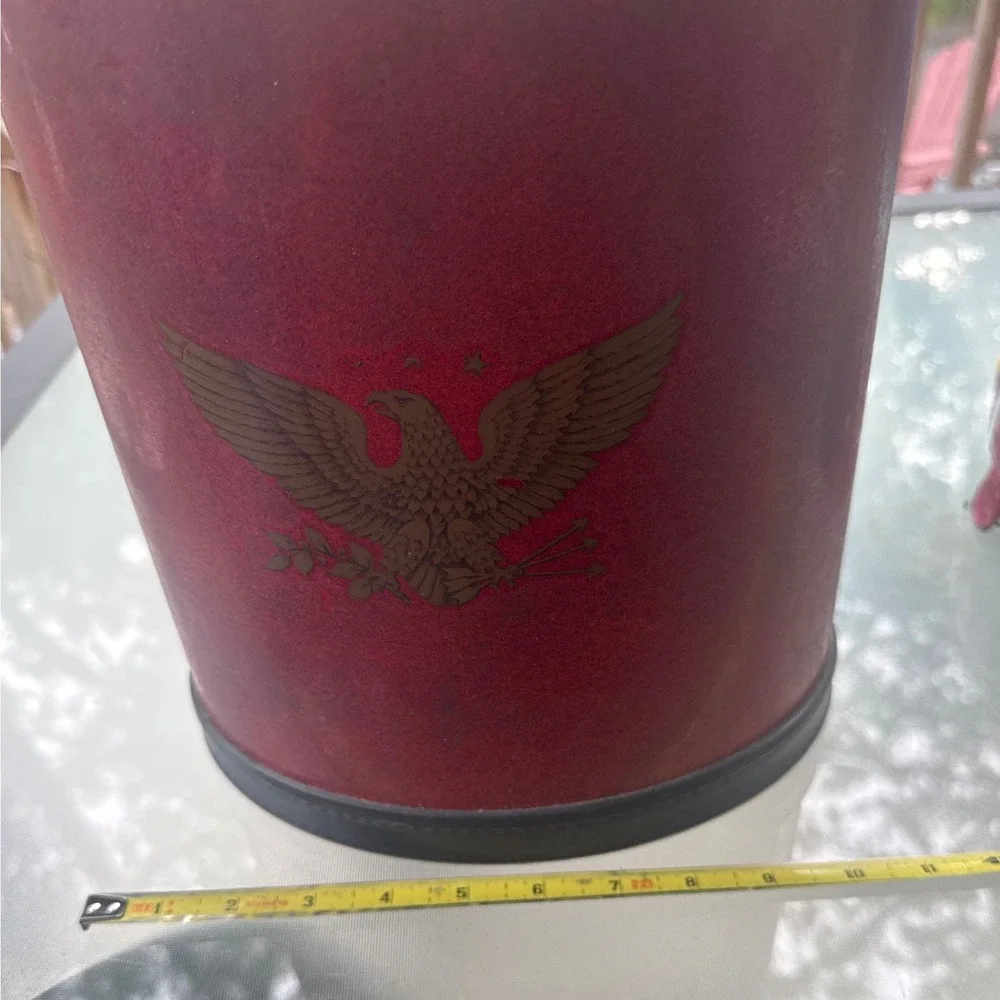 Kraftware Wastebasket Red Good Federal Eagle Faux Leather Vintage